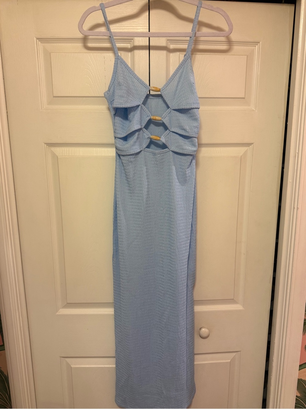 Cutout Knit Maxi Dress - Light Blue - Picture 3 of 4